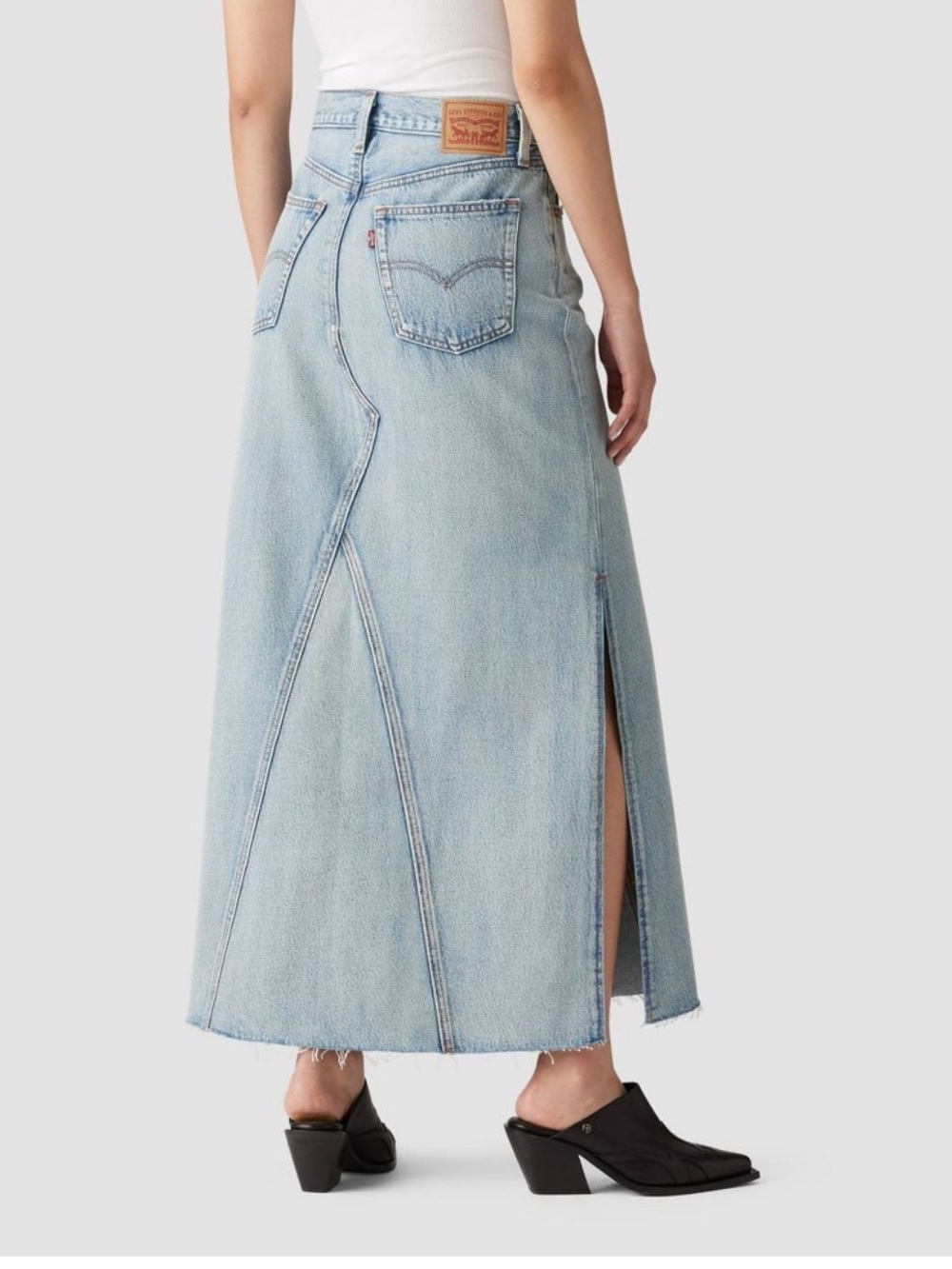 Levi Women Iconic Maxi Skirt -Light Blue Denim Maxi Skirt with Side Slit - Picture 2 of 3